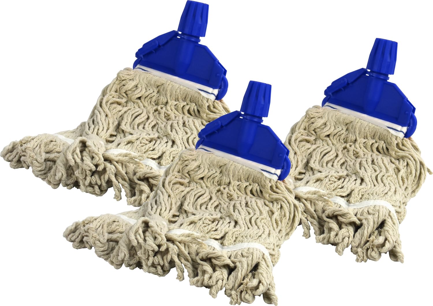 Catergold 3X Blue Socket Cotton Mop Heads Replacement 16 Oz Super Absorbent Mop Traditional String Mop Heads Self Threaded Socket Screw Mop Set (3X Blue)