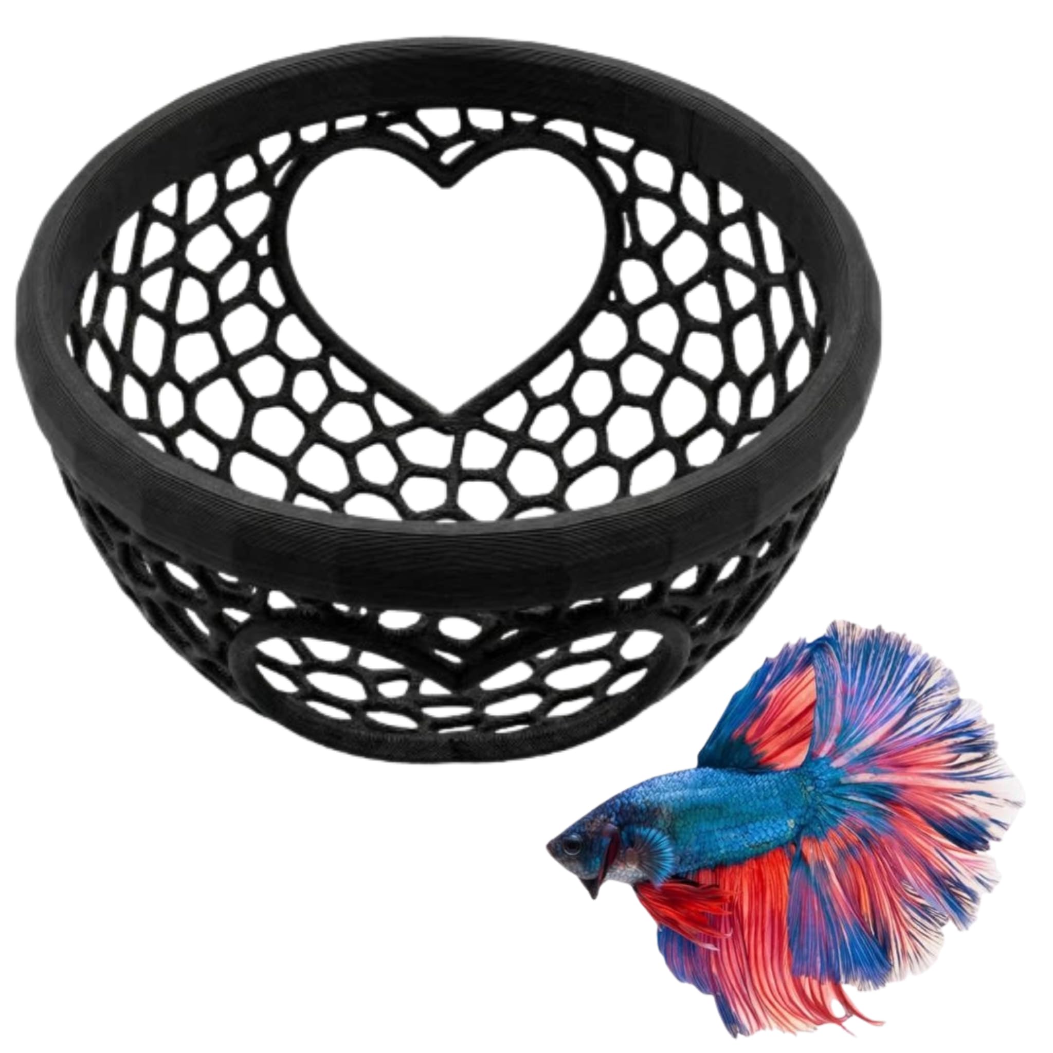 Floating Aquarium Hide Cave Safe Floating Tunnel Decor Heart Shaped Betta Fish Accessories Tank Shrimp Hide Betta Hammock Cave Nano Aquarium Hide Shelter Decor to Encourage Breed Play Rest (Black)