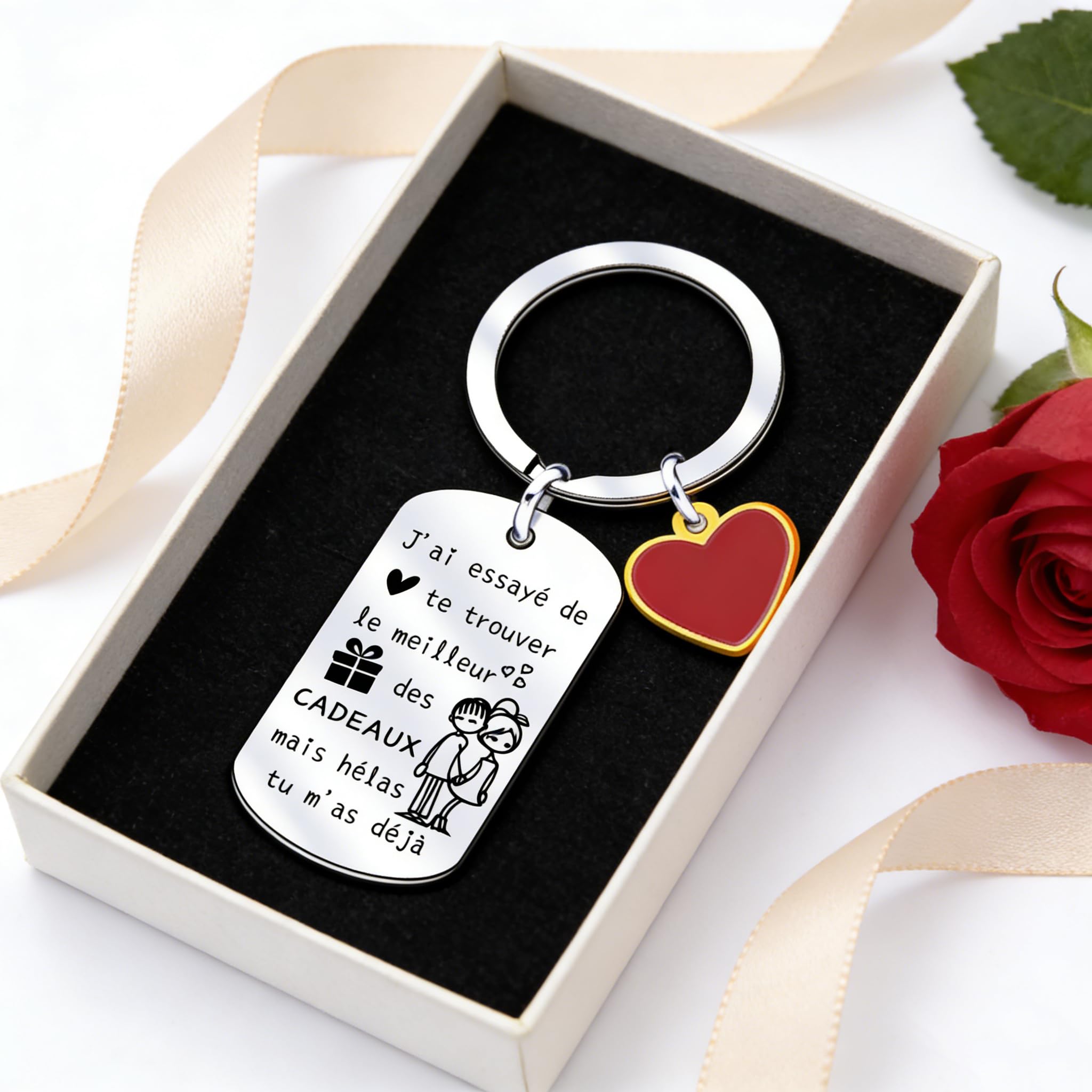 Llavero de coche personalizado grabado pareja enamorada de amistad llavero de acero inoxidable regalo para mujer, hombre, San Valentín, cumpleaños, Navidad, regalo de San Valentín