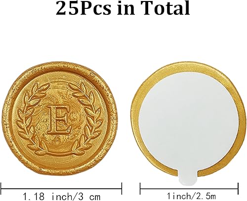 Miniatura 2 de 25 calcomanías adhesivas de cera con letra E doradas, hechas a mano, sin necesidad de sellar, rasgar y usar calcomanías de cera para invitaciones de