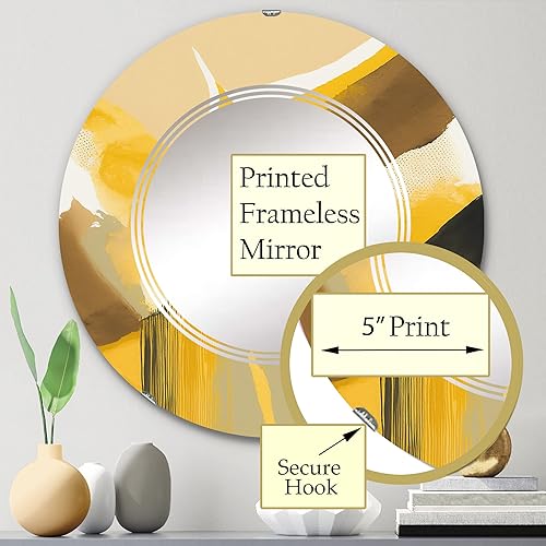 Miniatura 3 de Espejo de tocador retro amarillo mostaza, espejos de baño, espejos de pared para sala de estar, dormitorio, espejo redondo, grande, 24 x 24 pies, 32