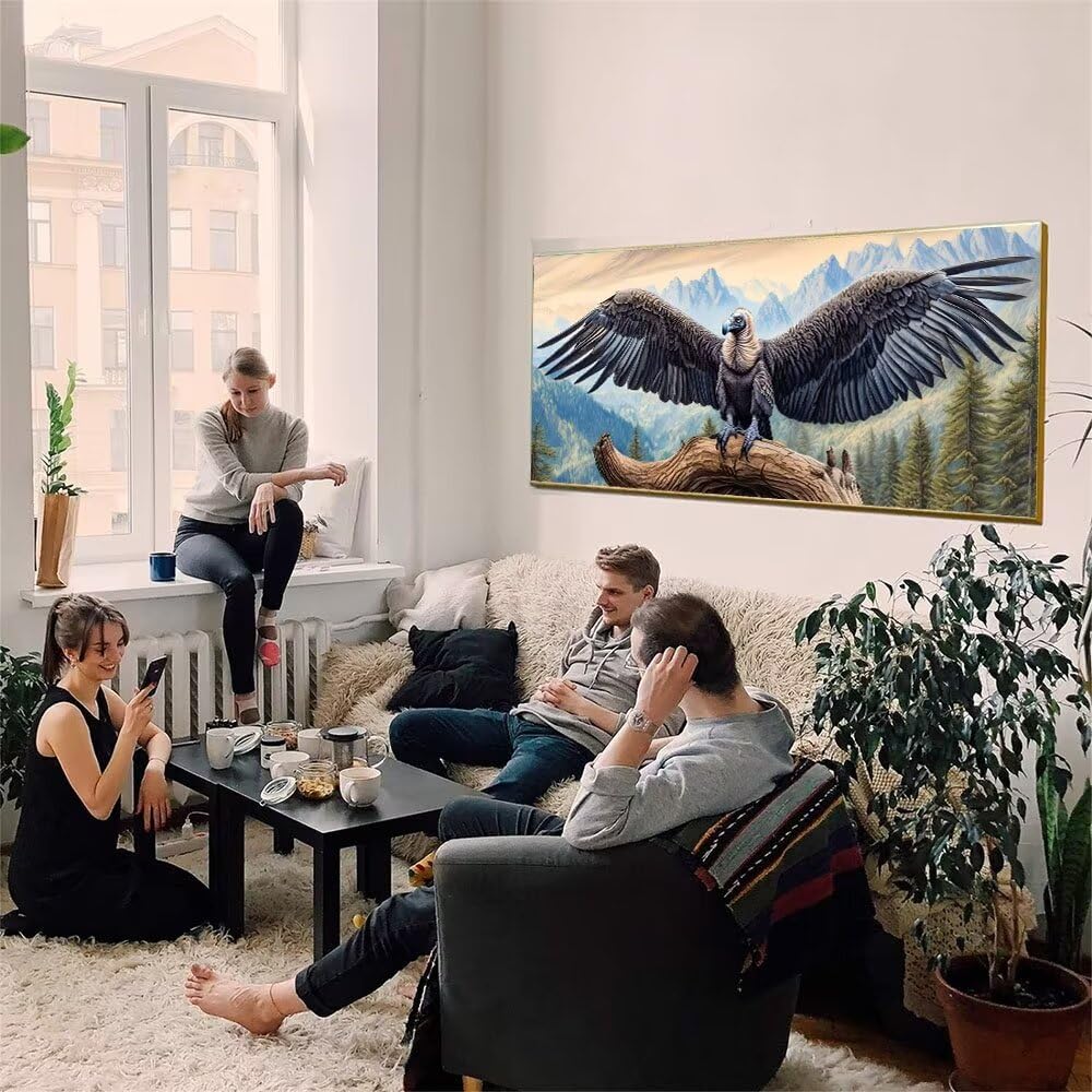 Malen Nach Zahlen Erwachsene xxl, Paint by Numbers Malen Nach Zahlen Geier, DIY Geschenk Art mit Pinseln und Acrylfarben Handgemalt Ölgemälde Leinwand für Home Dekorieren, Ohne Rahmen 80x160cm W-306