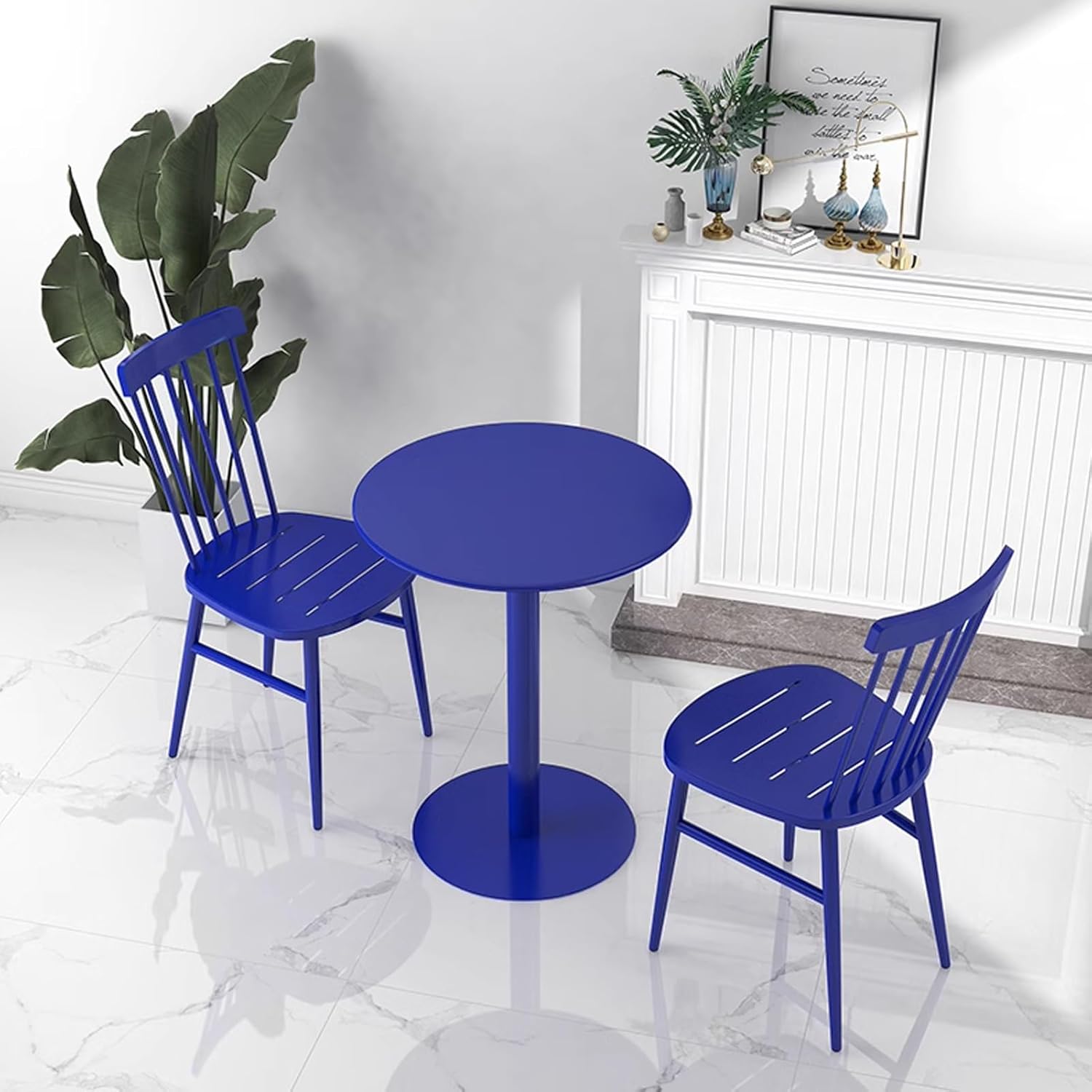 Round Metal Patio Dining Table, Modern End Table Sofa Side Table for Living Room, Home, Office, Bedroom, Leisure Table for 2 to 4 Person, Counter Bar Height Table (Size : 60x72cm)