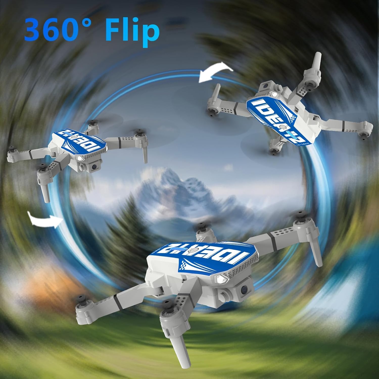 LE-IDEA Mini Drone con Telecamera 1080P, IDEA12 Drone con Posizionamento Flusso Ottico, Evitamento Ostacoli 270°, Modalità Senza Testa, Quadcopter Droni con Trasmissione WiFi per Adulti (Blu)