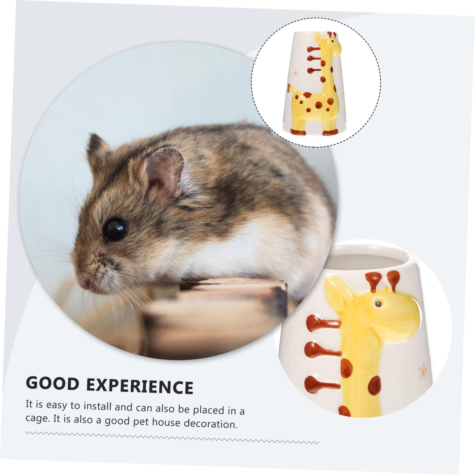 Bebedero para Hámster y Chinchilla Soporte Cerámico Base Estable Tamaño Grande para Jaula Mascotas Pequeño Roedor Uso Diario Seguro Amarillo