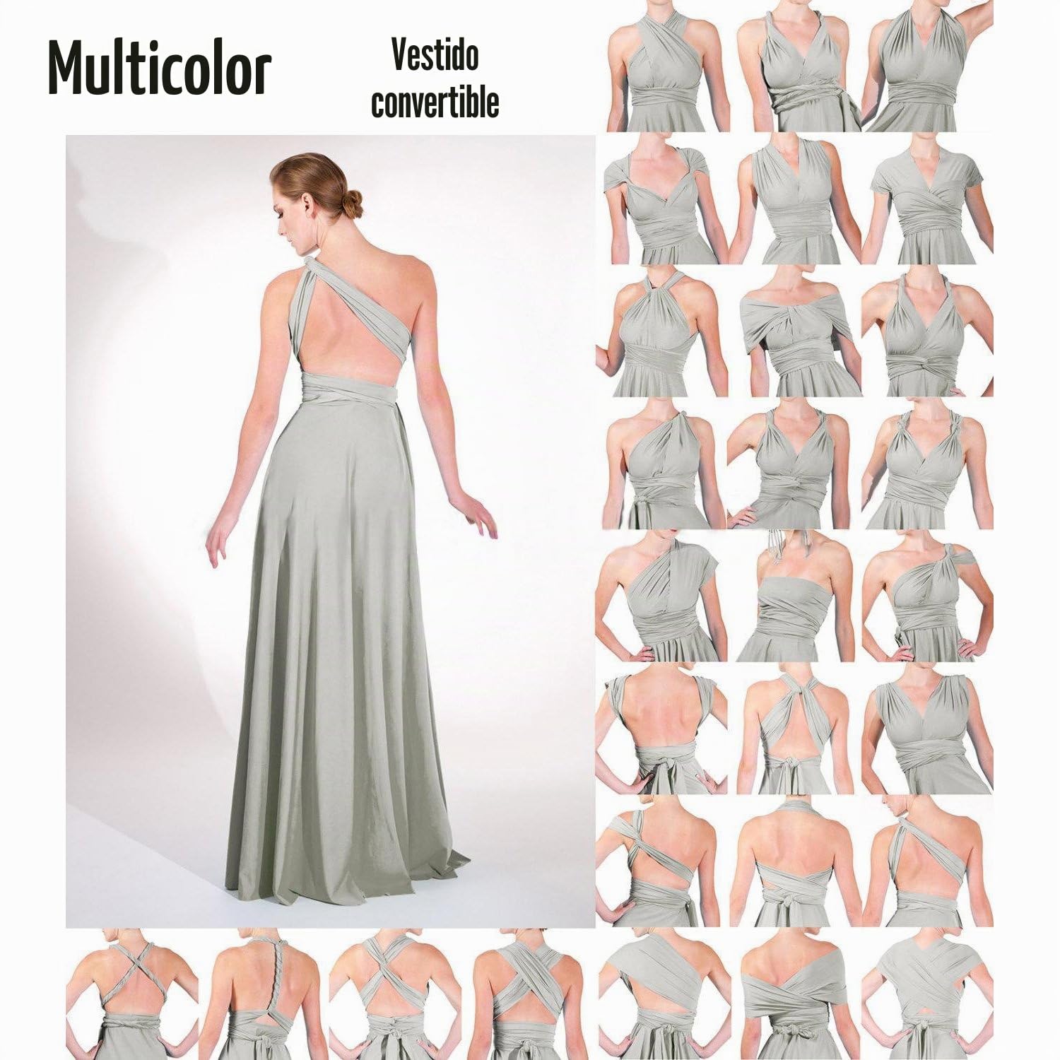 IMEKIS Women Elegant Evening Dress Multiway Convertible Bandage Dress Sleeveless V Neck Off Shoulder Bridesmaid Wedding Cocktail Formal Party Maxi Long Dress Prom Dance Ball Gown XS - XL