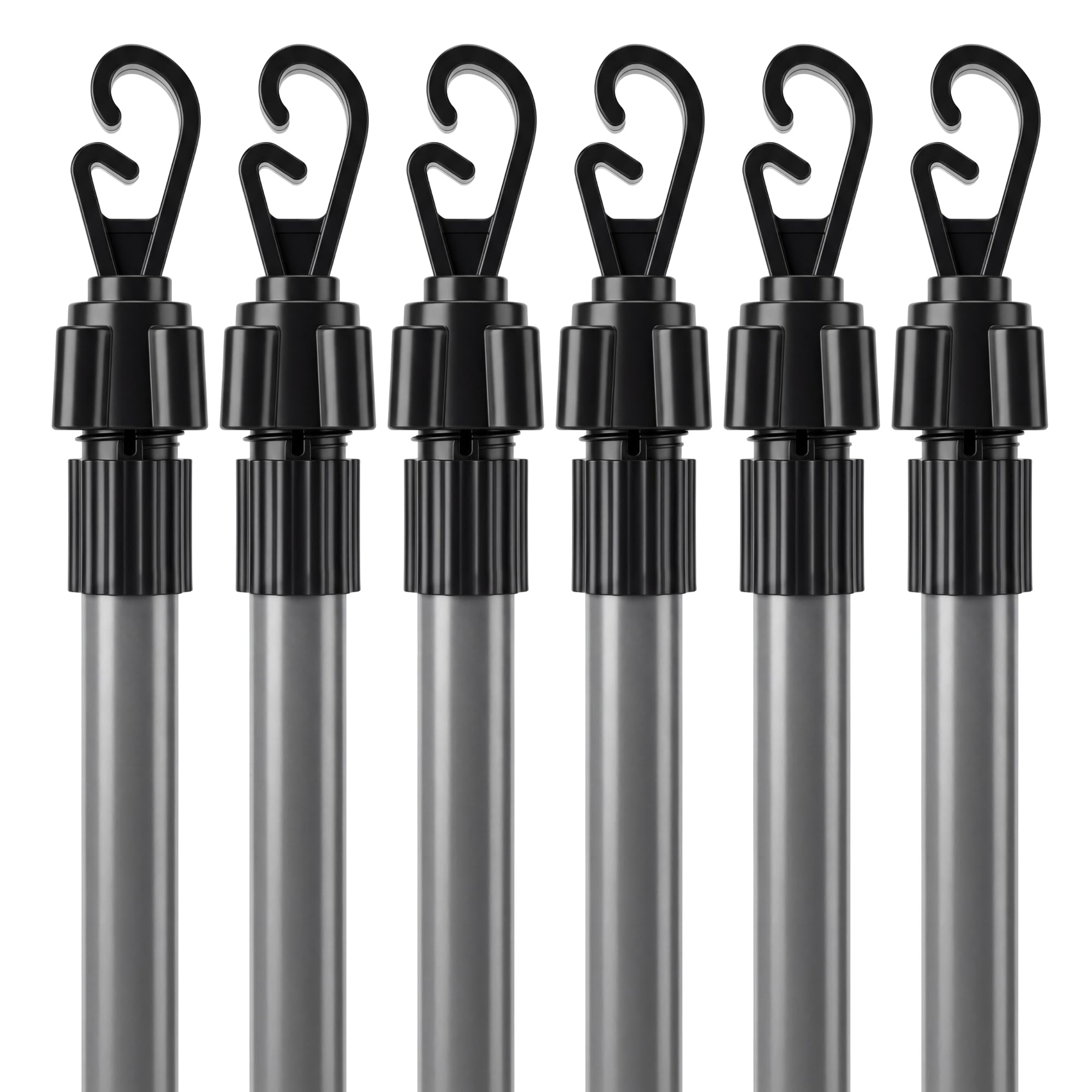 2.2 Meter Telescopic Washing Line Prop Pole Clothesline Heavy Duty Garden Dry Clothes Drying Airer Support Clothes Line Pole Galvanised Laundry Outdoor Washing Line Poles Extenedable to 2.2M Pack of 6
