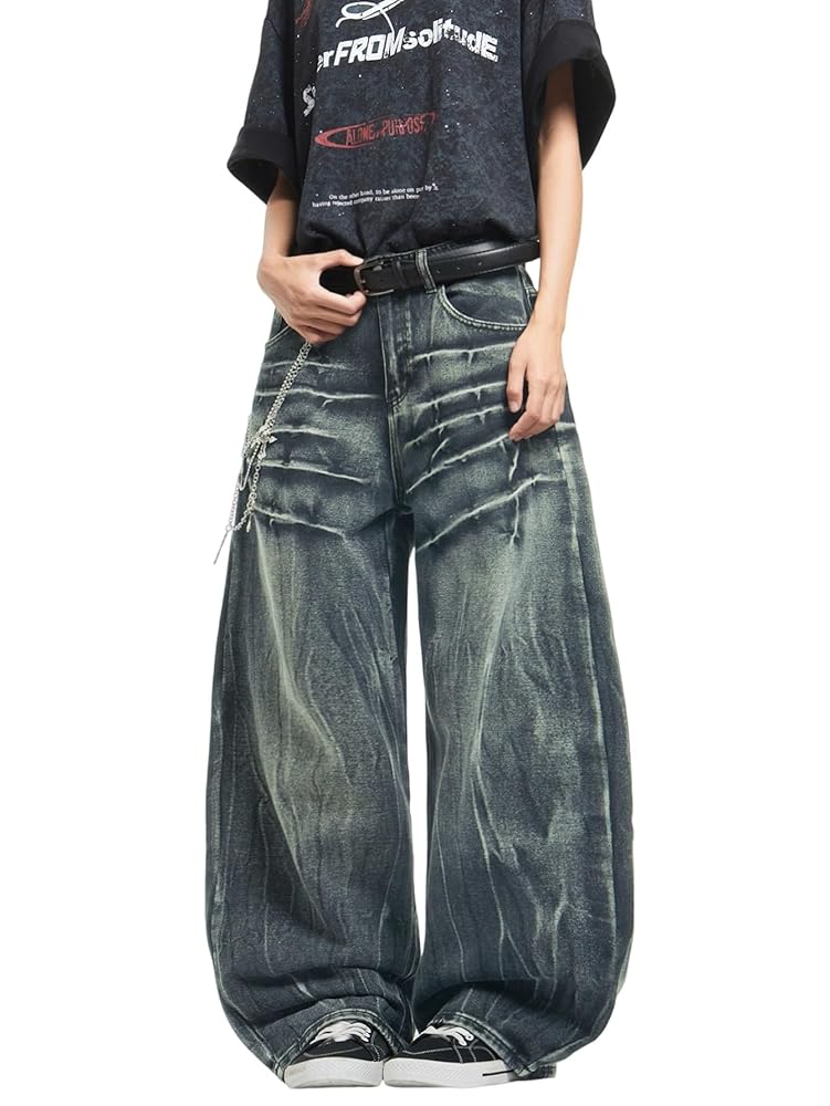 スラックスwide buggy pants Y2k XXL Mens Y2K Baggy Jeans Straight Wide Leg Vintage Denim Pants