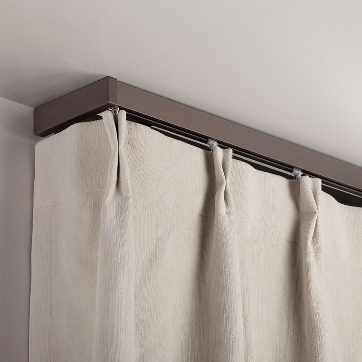 Ceiling Curtain Track,Double Track Aluminum Curtain Rail,4-20 Ft Adjustable Ceiling/Wall Mount For Balcony,Office,Hotel,Indoor Sliding Room Divider,Privacy Curtain Rod,Wall Mount-550cm/216.5inch