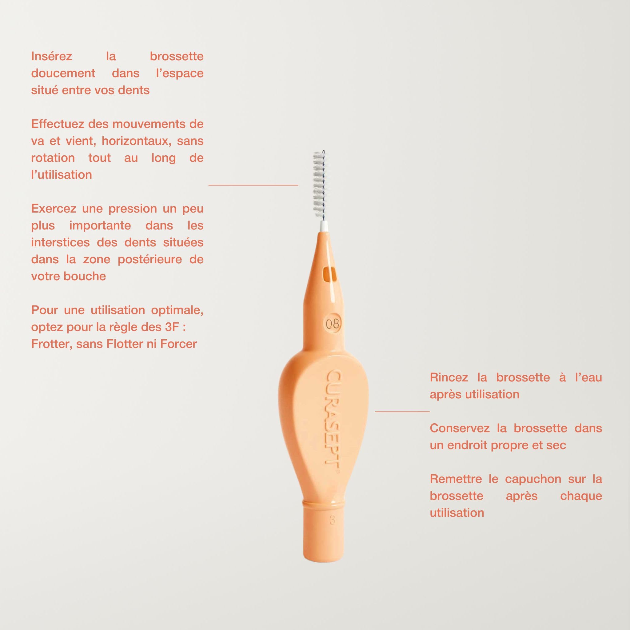 CURASEPT Scovolini Dentali Originali | Spazzolini interdentali Proxi P08 (filo 0,8 mm) | Arancio| Pulizia Profonda della Placca | Setole Nylon Ultra-flesse, Manico Ergonomico | 6 pz x confezione