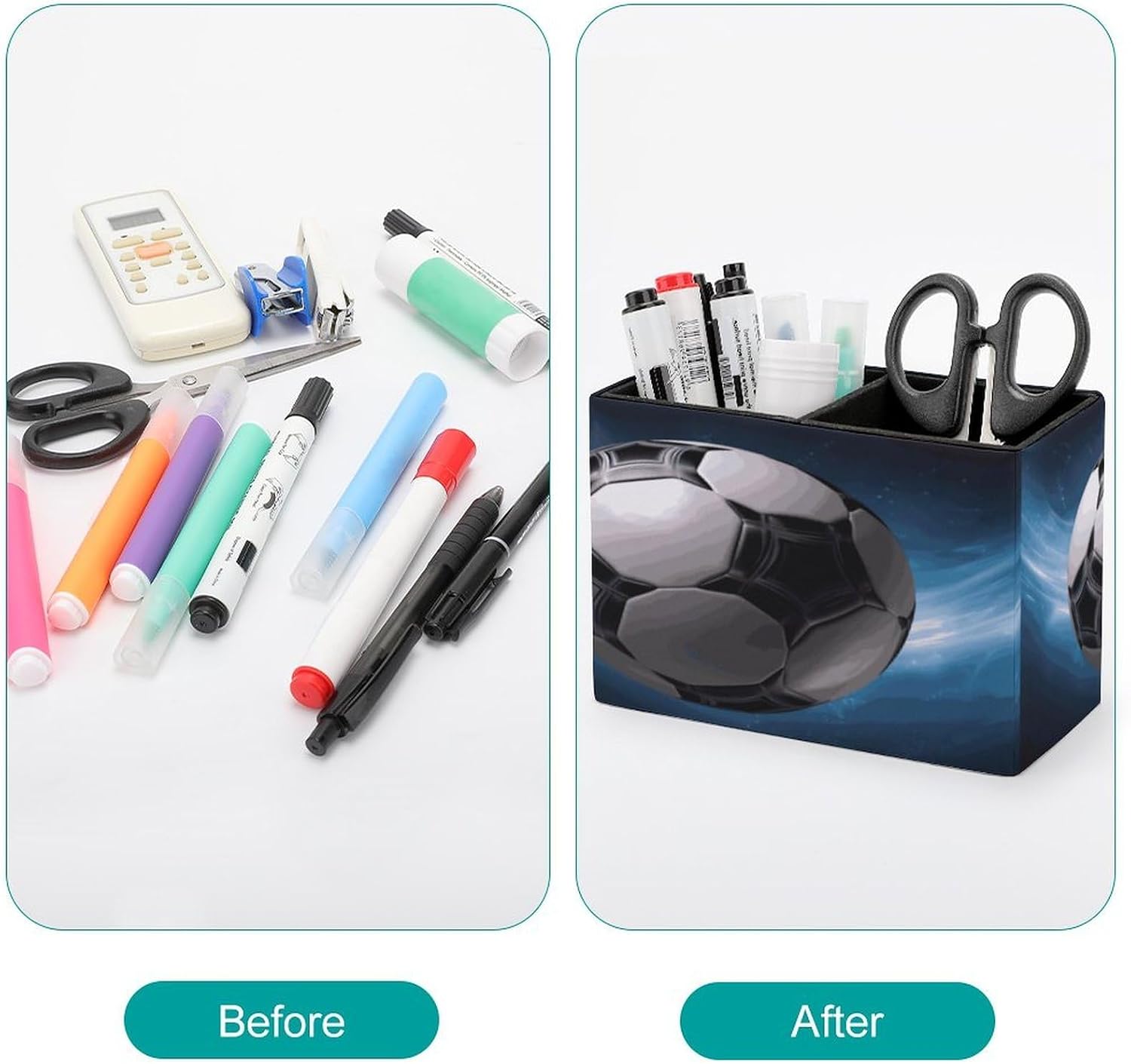 Soccer Ball Pen Holder Desk Organizer for Office Studio image 3