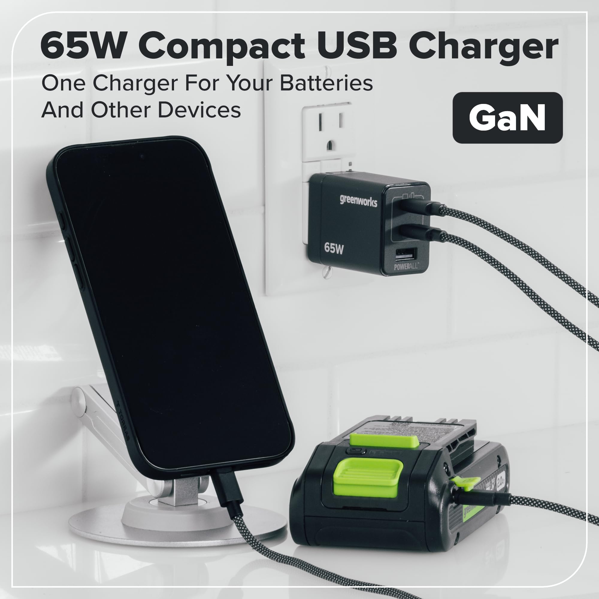 Greenworks Tijera Eléctrica 24V con Batería 2,0Ah & Cargador USB-C 30W, Motor Brushless, Cuchillas Acero, Apertura 22/32 mm, Pantalla LED, Tijera Poda LP1202A1