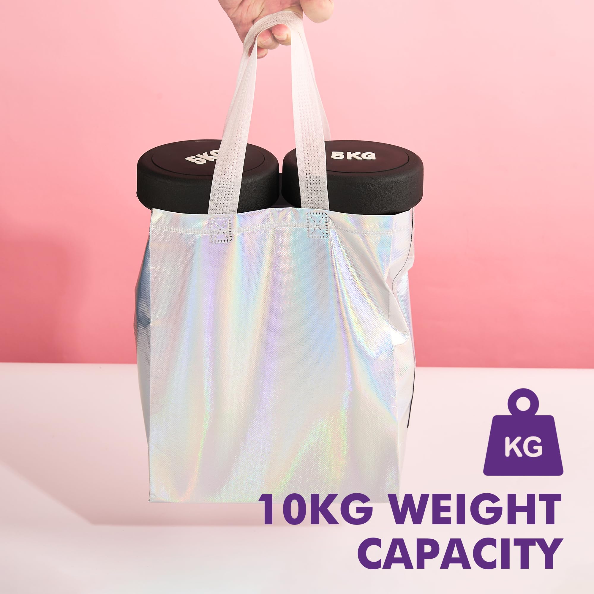 PACKINNO 15 Pcs Iridescent Gift Bags with Handles, 8x4x10 Inch Holographic Reusable Gift Bags Medium Size, Ideal for Birthday, Christmas, Party Favors, Wedding, Holidays, Valentines