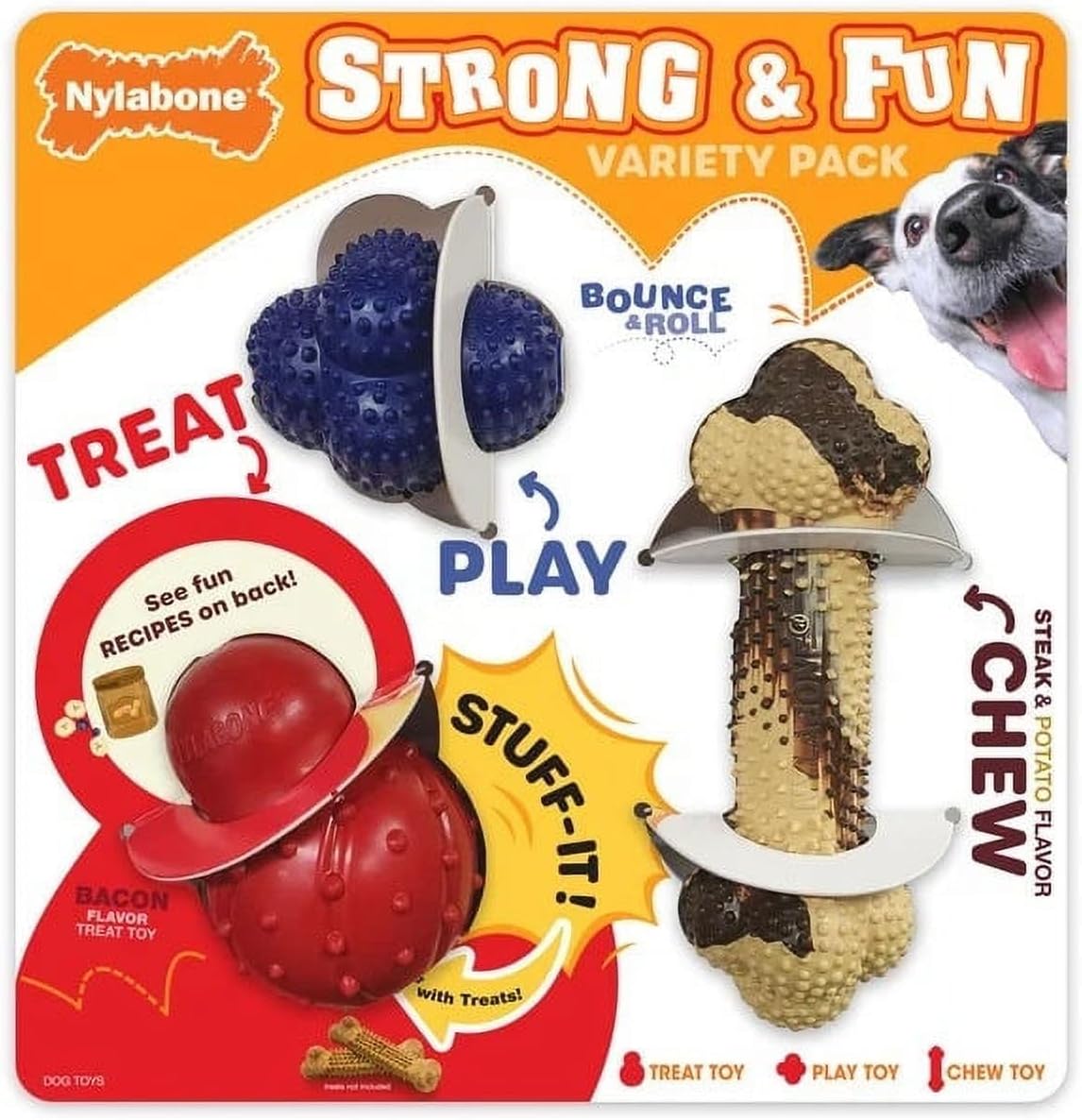 Nylabone Tough Dog Chew Variety Pack, 3 Count