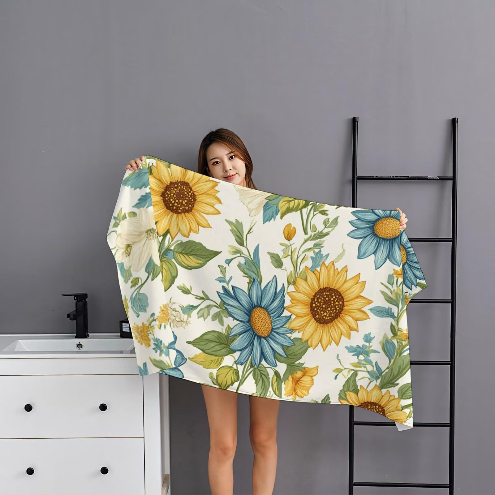 2-pak bardzo dużych 100 x 220 cm wiejski szybkoschnący ręcznik z mikrofibry bez piasku i plażowy, lekki podróżny, kompaktowy ręcznik kempingowy z torbą do przechowywania, chłonny, dla kobiet, mężczyzn