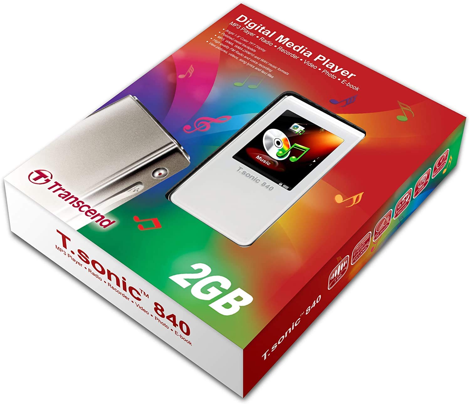 Transcend T.sonic 840 2 GB Video MP3 Player (White) : Amazon.sg