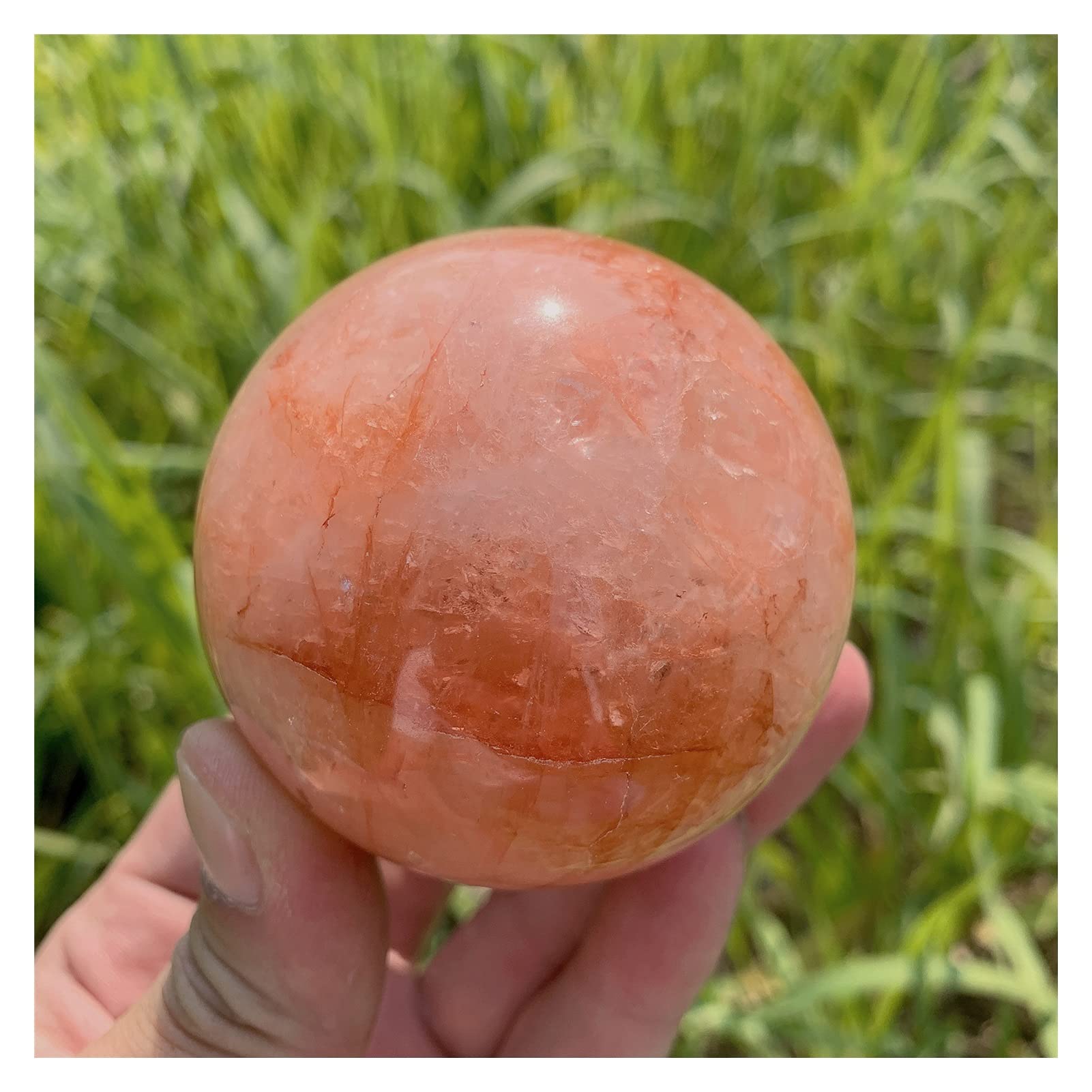Natürliche Kristalle Red Fire Quartz Sphere Ball Reiki Stones Room Home Office Aquarium Dekoration Zubehör Edelstein Quarzsteine ERTEYIN (Size : 7-7.5cm)
