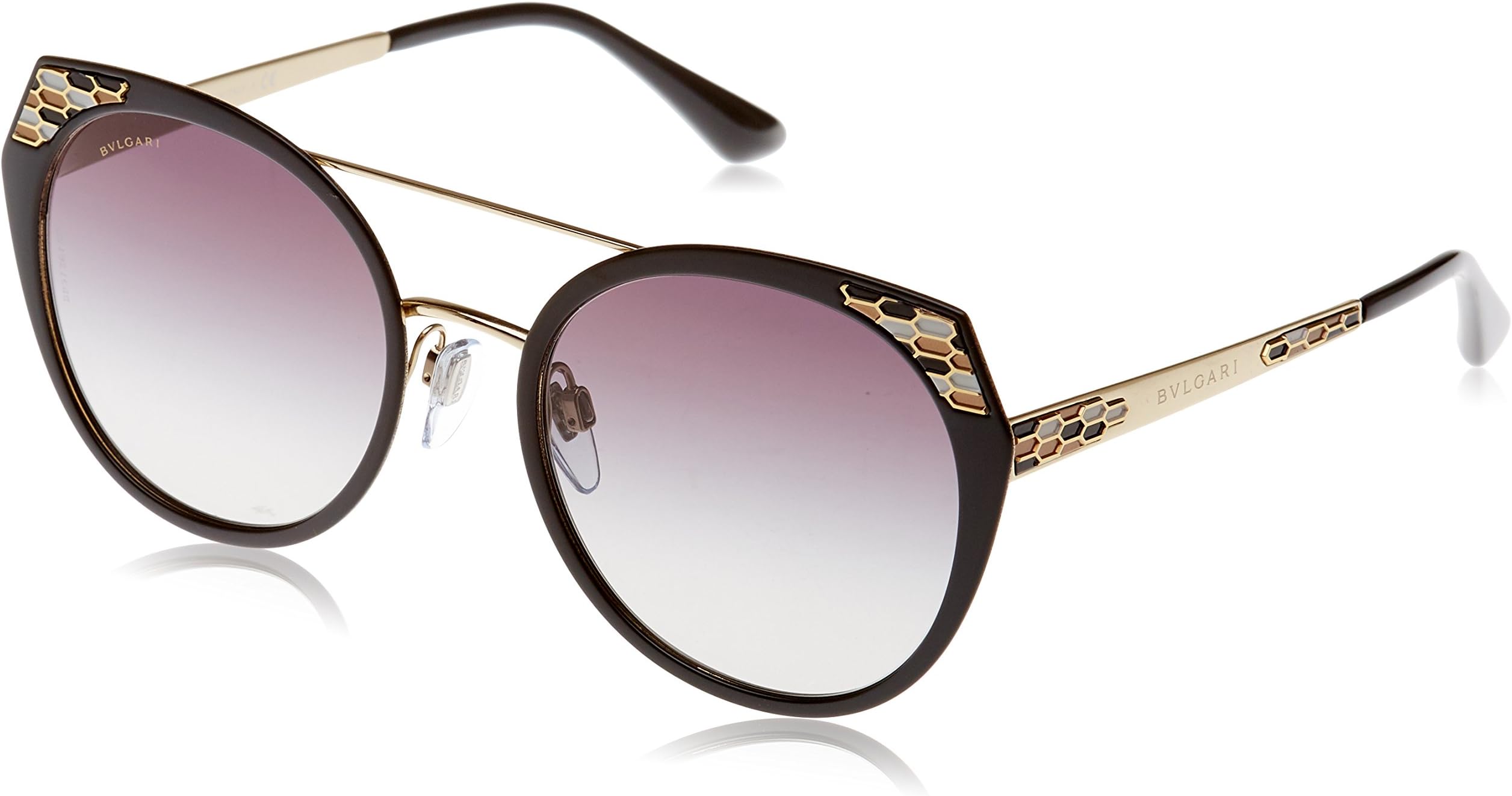 Bvlgari Women's BV6095 Sunglasses Black Demi Matte/Pale Gold/Grey Gradient 53mm