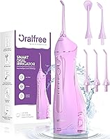 Vista 10 de Oralfree Irrigador de agua con púas dentales - Irrigador oral inalámbrico para aparatos dentales recargable portátil de viaje IPX7 impermeable