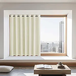 NICETOWN Blackout Curtains 72 inches Long, Grommet Privacy Window Treatment Thermal Insulated Room Darkening Sliding Glass Door Drape for Bedroom Living Room, 1 Panel, W100 x L72, Beige