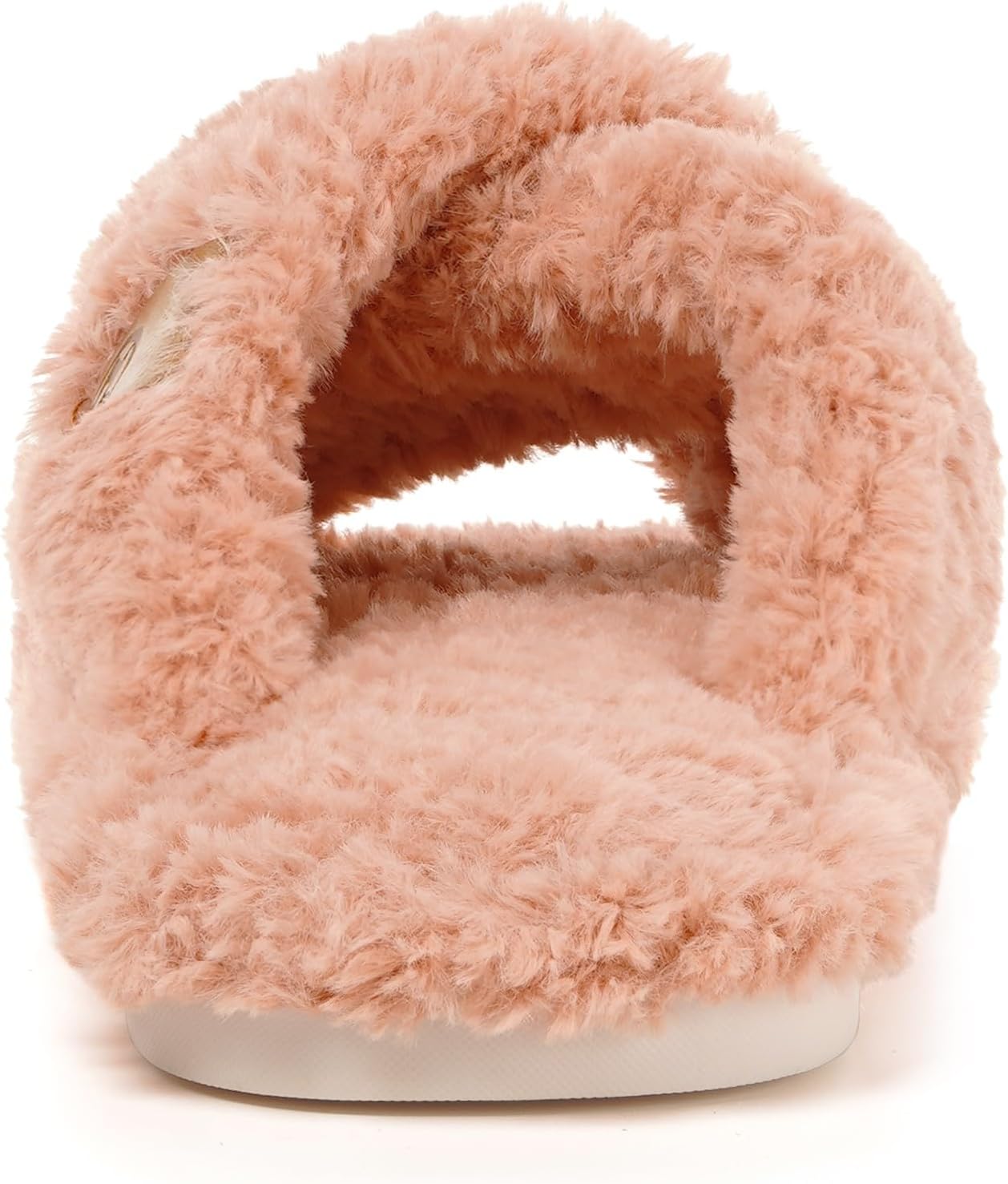 Dokela Fuzzy Open Toe Slippers for Women Memory Foam Cozy Cross Band House Shoes Soft Indoor Slip On Home Bedroom Slippers Lightweight Non-Slip for Ladies Bridesmaid Mom Gifts - Image 5