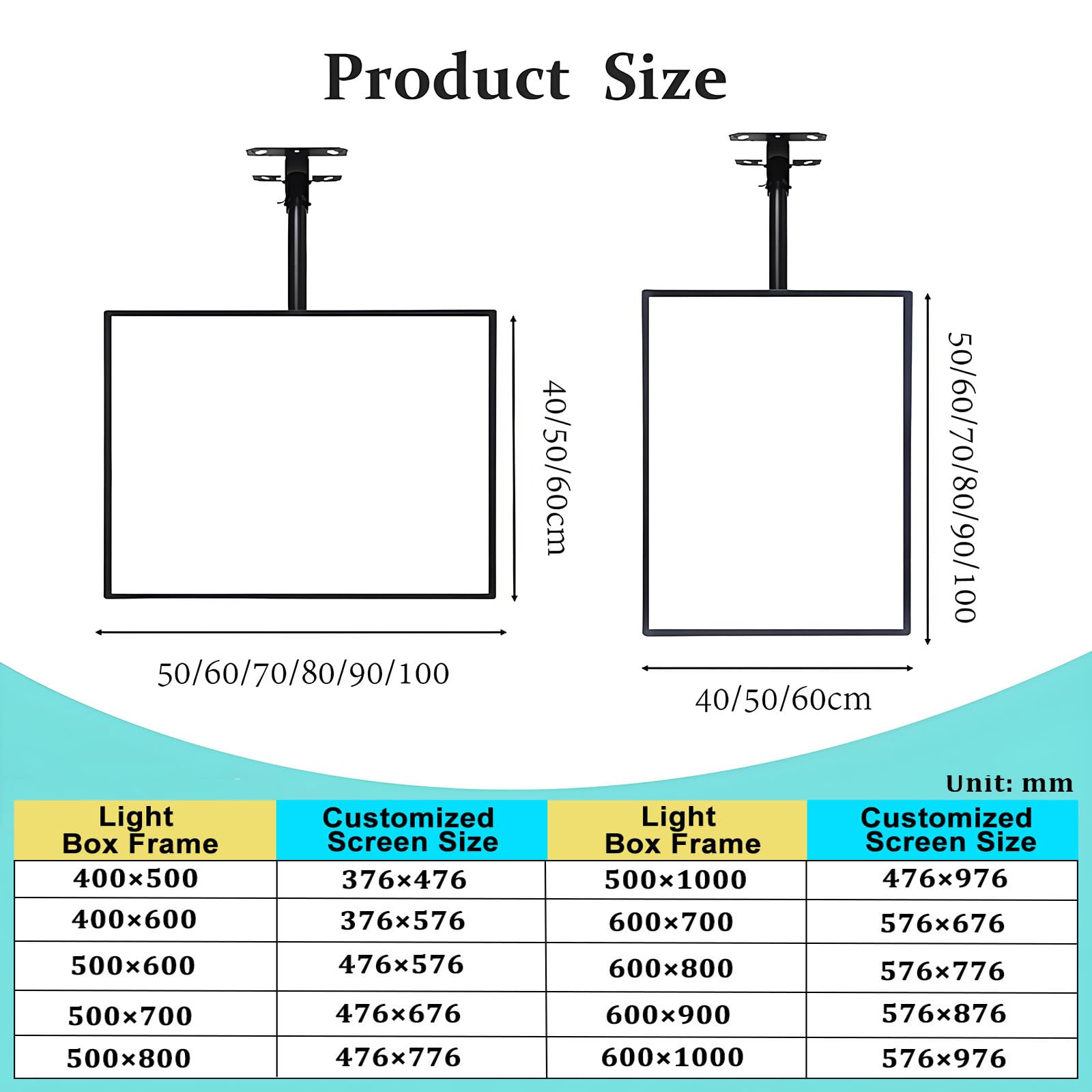 Pannello luminoso TV, pannello luminoso a LED sottile con cornice a scatto, espositore per poster illuminato, schermo per menu retroilluminato a LED,3pcs-50×80cm