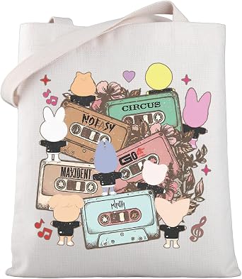 WSNANG Korean Group Gift Fandom Canvas Tote Bag Team Idol Fans Shoulder Bag Music Lover Merch