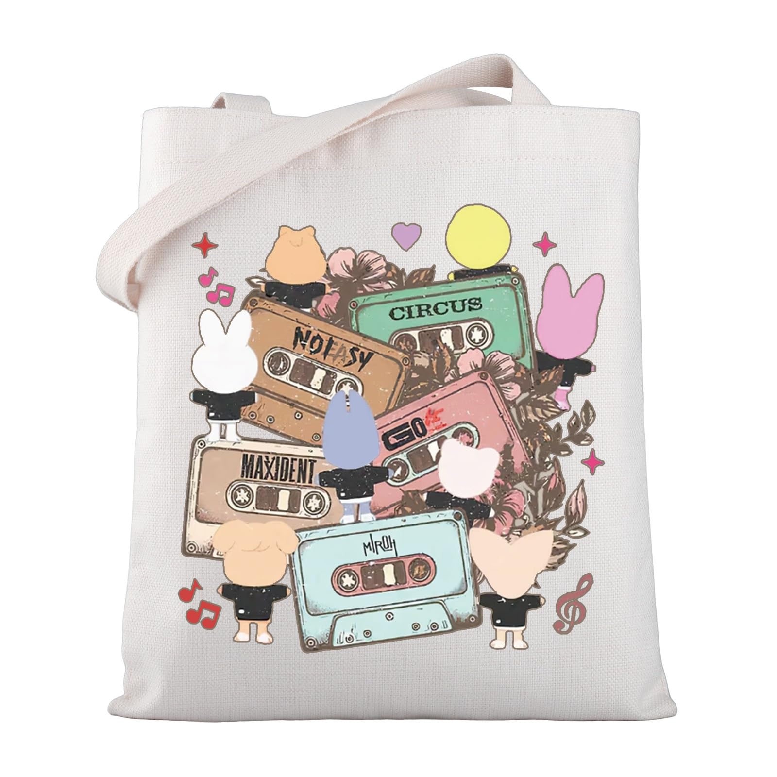 WSNANG Korean Group Gift Fandom Canvas Tote Bag Team Idol Fans Shoulder Bag Music Lover Merch