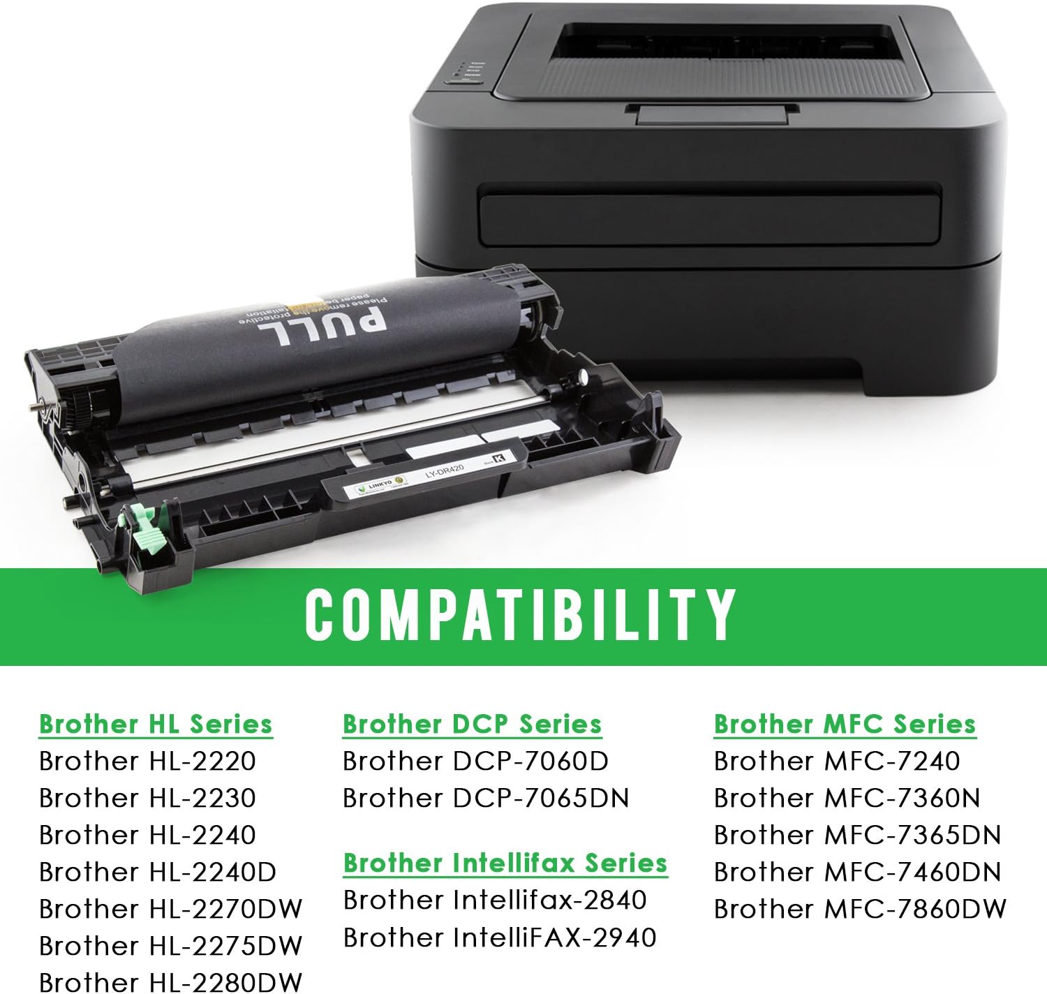 LINKYO Compatible Printer Drum Unit Replacement for Brother DR420 DR-420