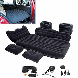 Onirii Inflatable Car Air Mattress Back Seat Bed with Air Pump,Portable Thickened Car Travel Camping Sleeping Air Mattress Blow Up Bed for Car Universal SUV