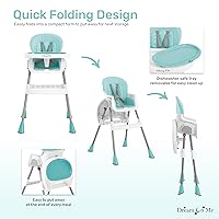 Vista 6 de Dream On Me Silla alta portátil 2 en 1 Tabletalk, silla alta compacta convertible, ligera, color aguamarina