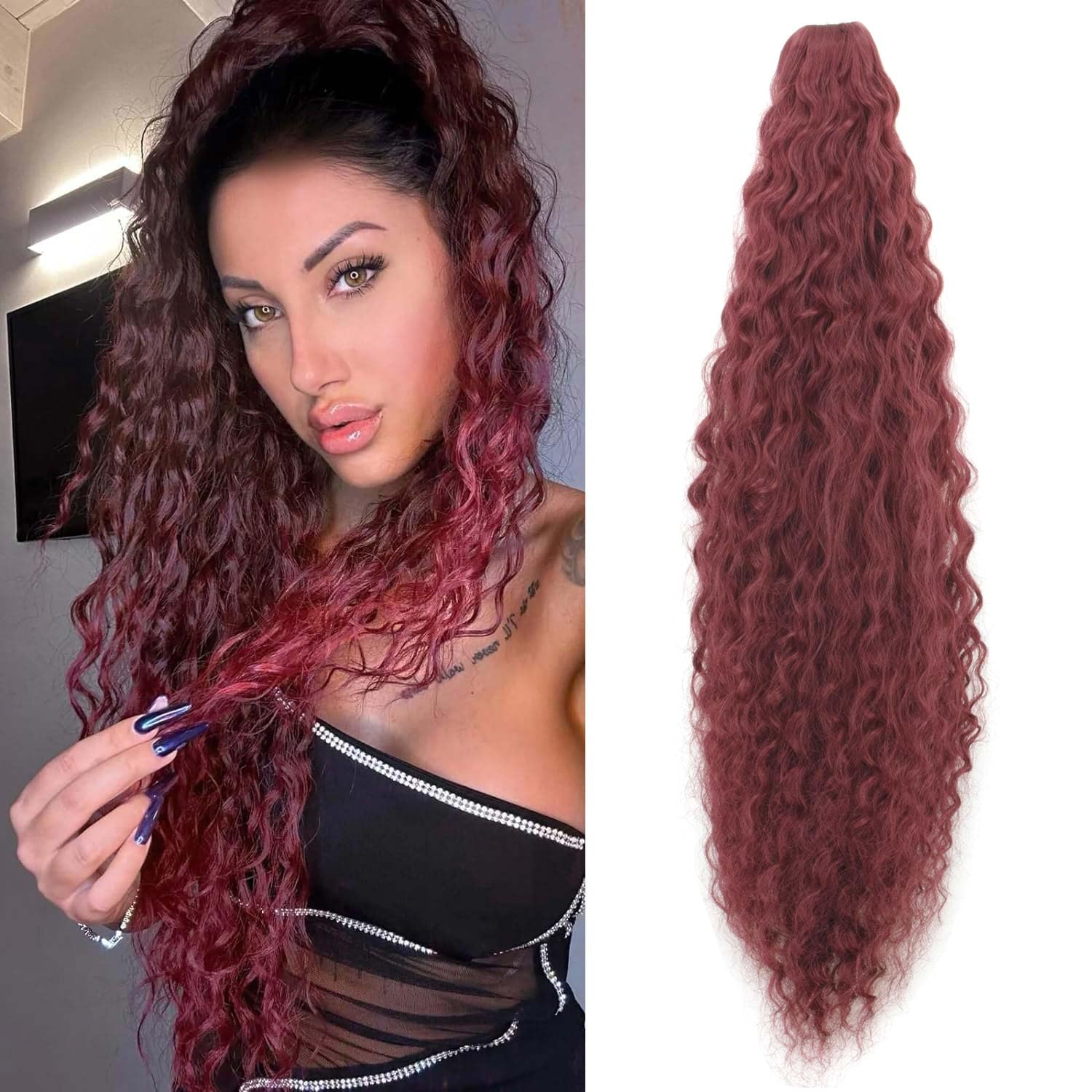 Amazon.com : Burgundy Wine Red Ponytail Extension for Women 