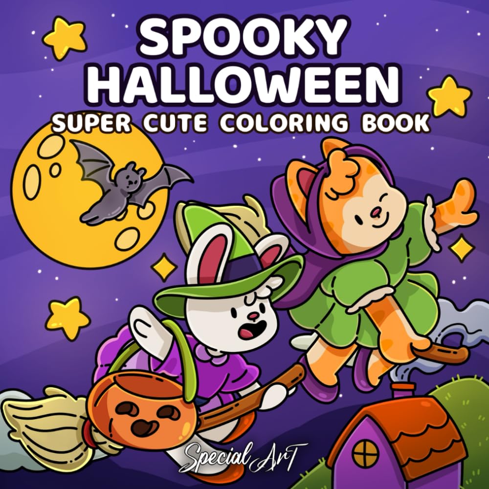 Spooky Halloween: Coloring Book for Adults and Teens Featuring Cute and Creepy Characters in Cozy Hygge Scenes for Relaxation (Spooky Coloring Books)