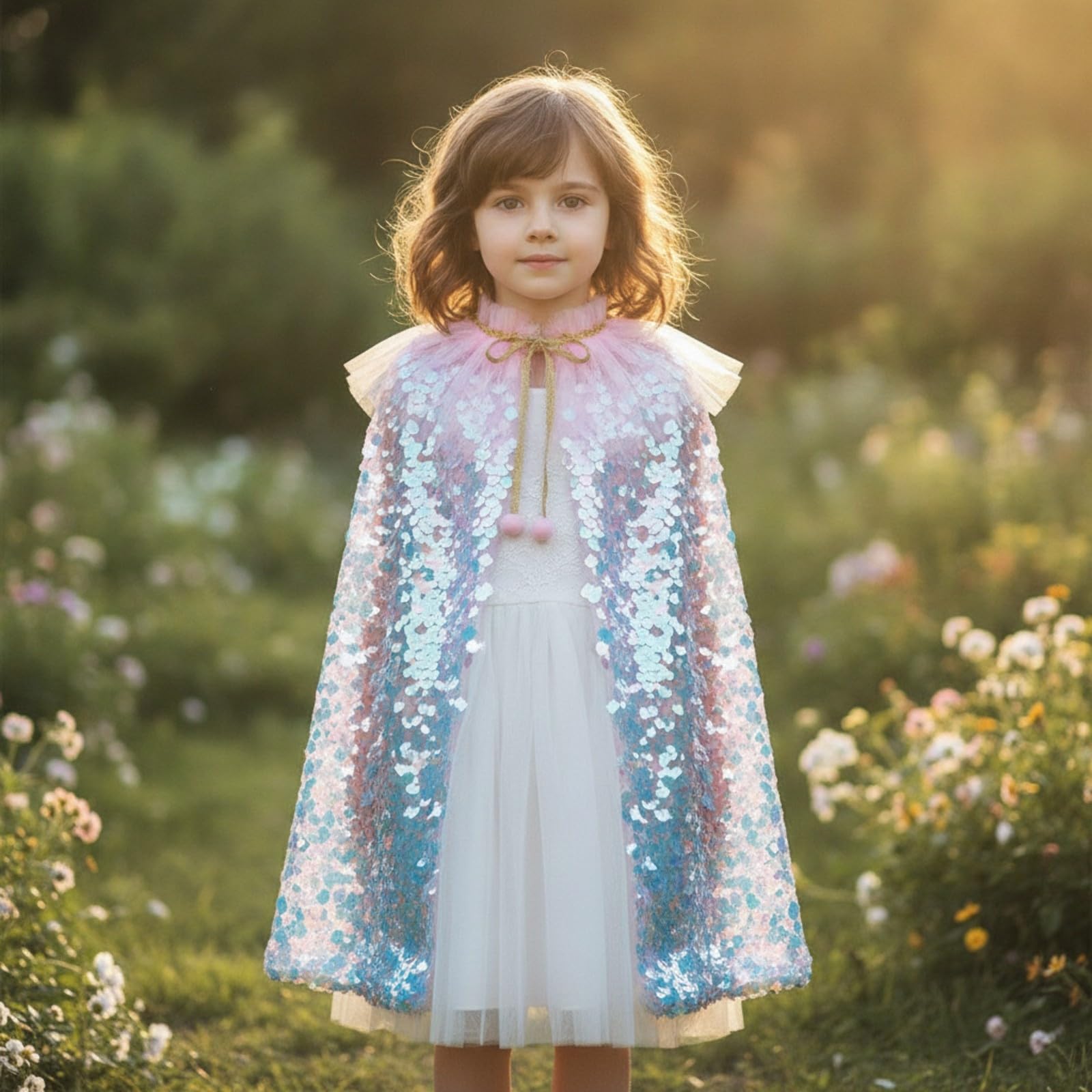 Cape Sirène en Tulle Costume, Large Paillette
