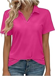 Women's Golf Shirts Short Sleeve Polos Collared Tennis T Shirt Dressy Casual V Neck Business Tunic Top Summer Tshirt