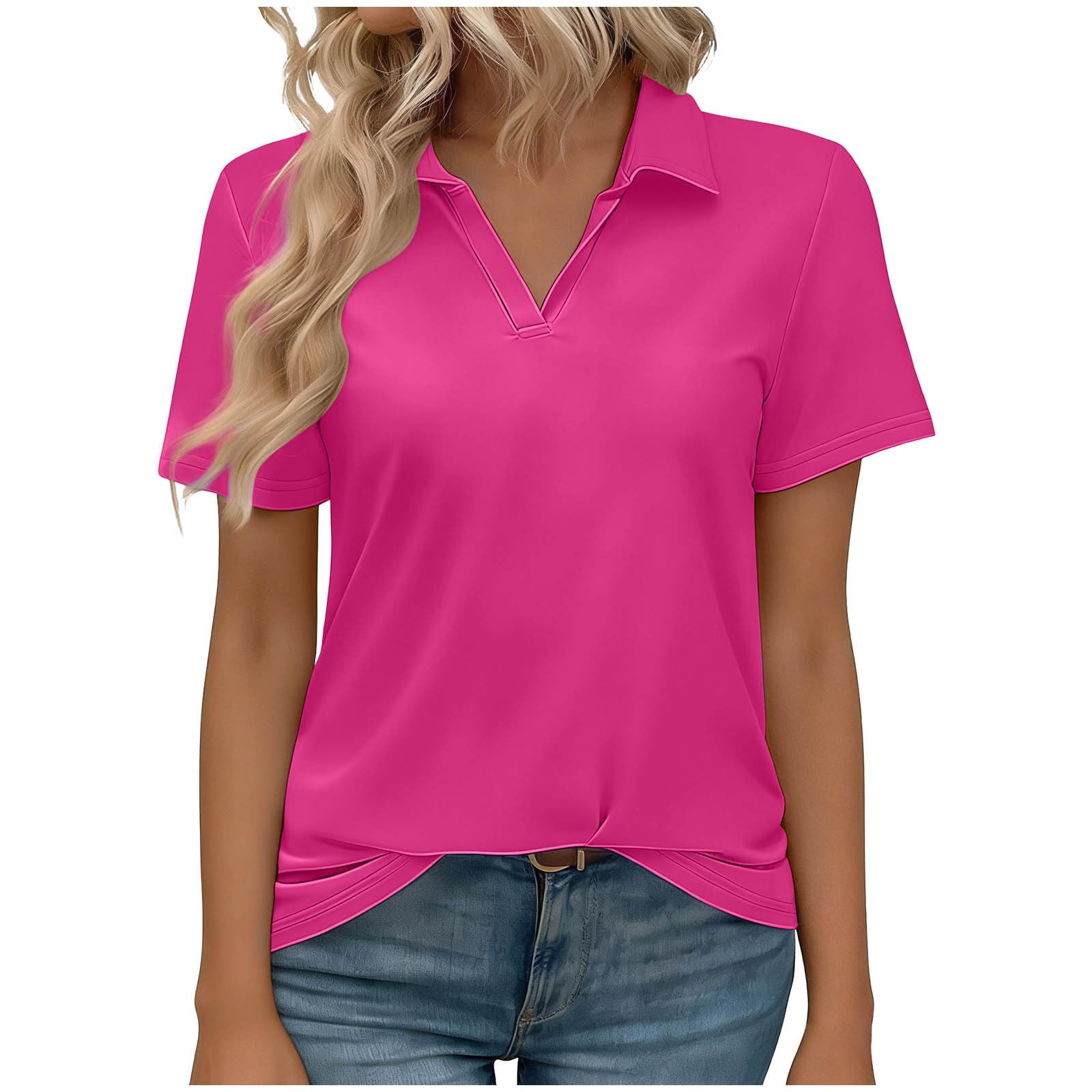 Women's Golf Shirts Short Sleeve Polos Collared Tennis T Shirt Dressy Casual V Neck Business Tunic Top Summer Tshirt