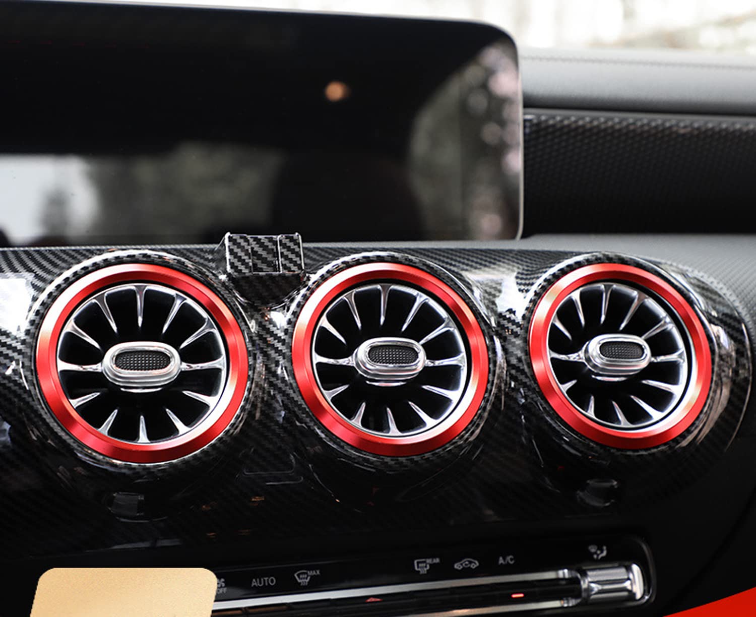 HIGH FLYING für A Klasse W177 V177, CLA C118 X118, GLA H247, GLB X247, B Klasse W247 2019-2023 Interieur Belüftung Gitter Dekor Metall 7 Stück (Rot)