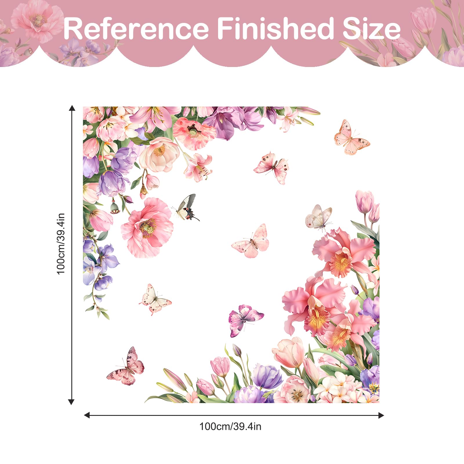 Tanlaby Pink Flowers Window Clings Spring Summer Floral Butterfly Window Stickers Double-Sided Static Sticker Anti-Collision Glass Decal for Mirror Glass Windows Doors Bathroom - Image 4