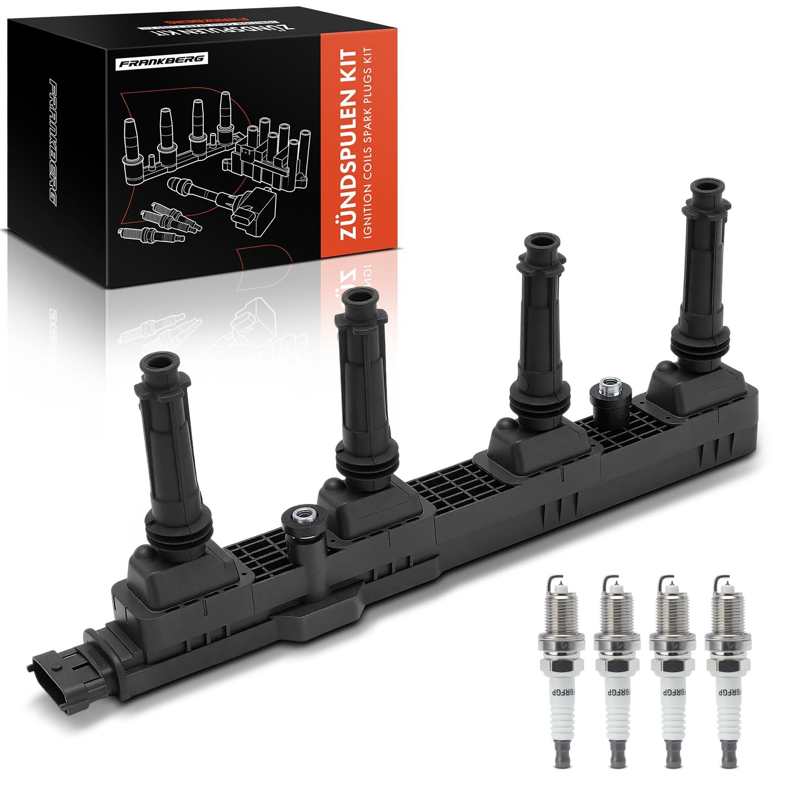 Frankberg 1 bobina de encendido + 4 bujías gasolina 9198834 | Compatible con: Caravana Astra G T98, Astra H GTC A04, Astra MK IV (G) Coupé T98, Zafira MK II (B) A05, Speedster E01