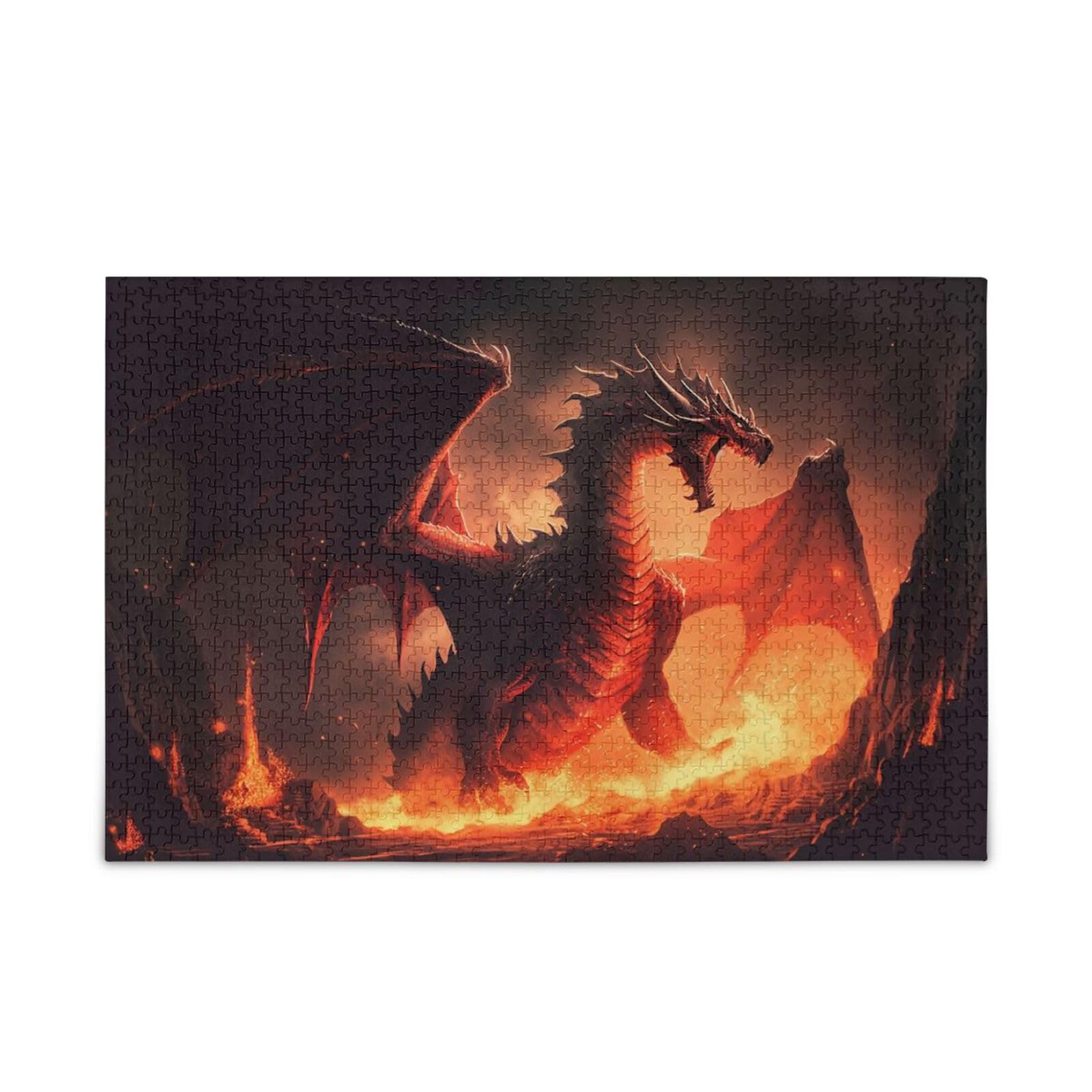 1000-Piece Jigsaw Puzzle - Fierce Dragon Fire Design, For Adults & Teens (15+), Includes Storage Bag - View #13