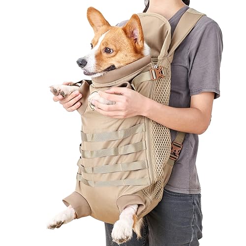 FLAdorepet Dog Carrier Tactical Backpack for Small Medium Dogs,Soft Hands-Free