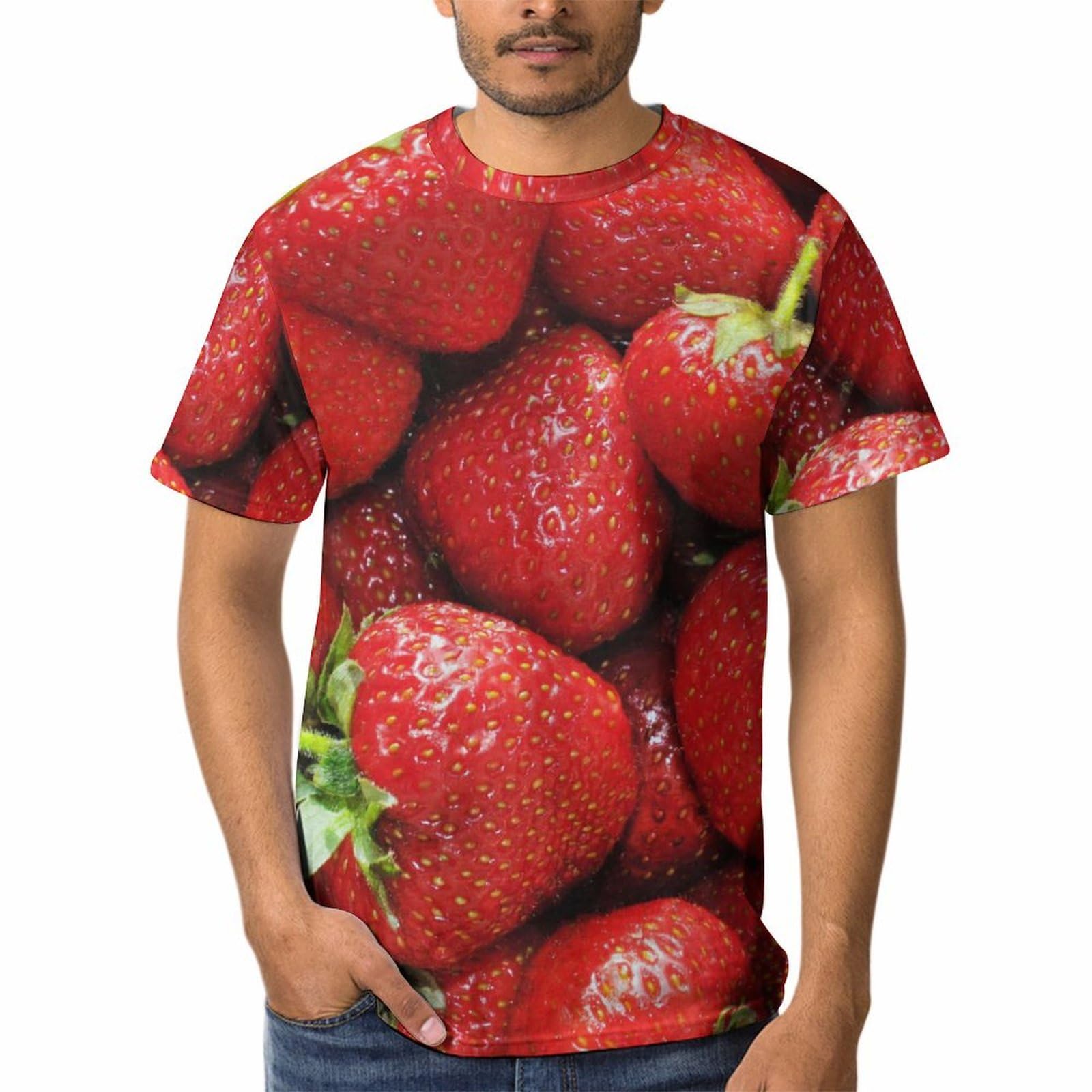 Amazon.co.jp: メンズ Tシャツ イチゴ柄 いちご 苺 半袖 大きいサイズ 