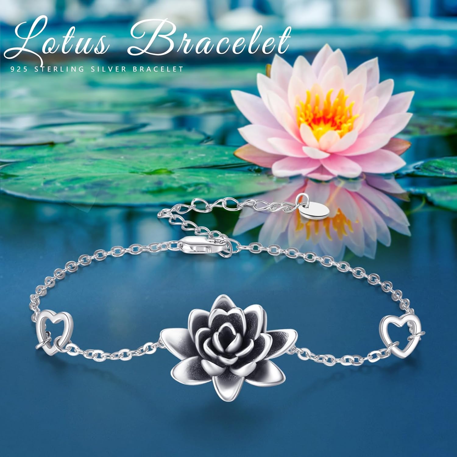 CUOKA MIRACLE Lotus Bracelet for Women 925 Sterling Silver Moonstone/7 Chakra Yoga Lotus Bracelets Yoga Jewelry Gifts for Women - Image 6