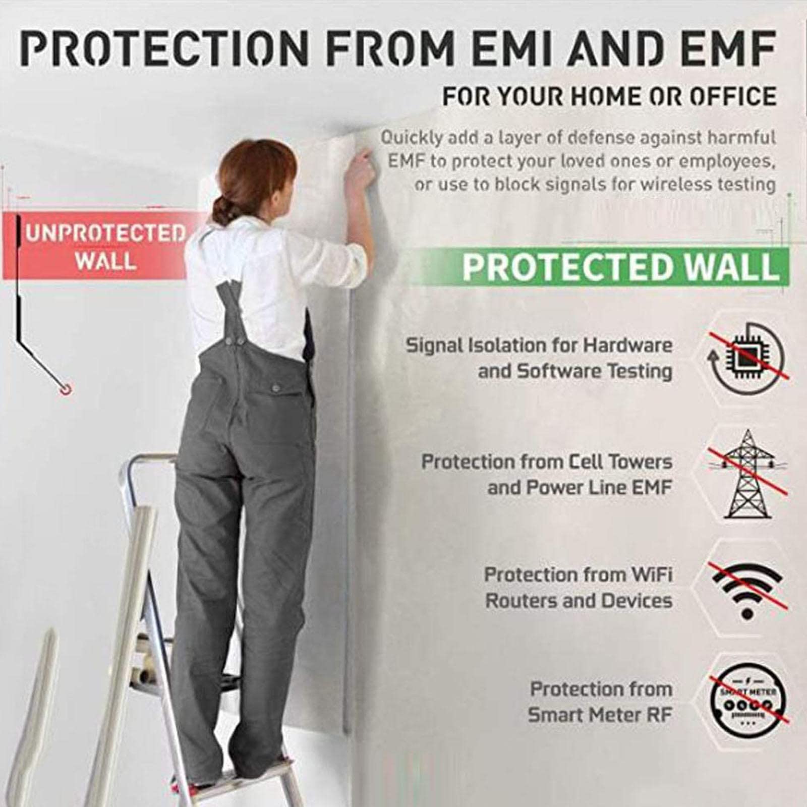 EMF-Schutzstoff Faraday-Gewebe – 3 M, Nickel-Kupfer, Blockiert 99,99 % Von WLAN, Handy, Bluetooth, RFID & Mehr (silber)