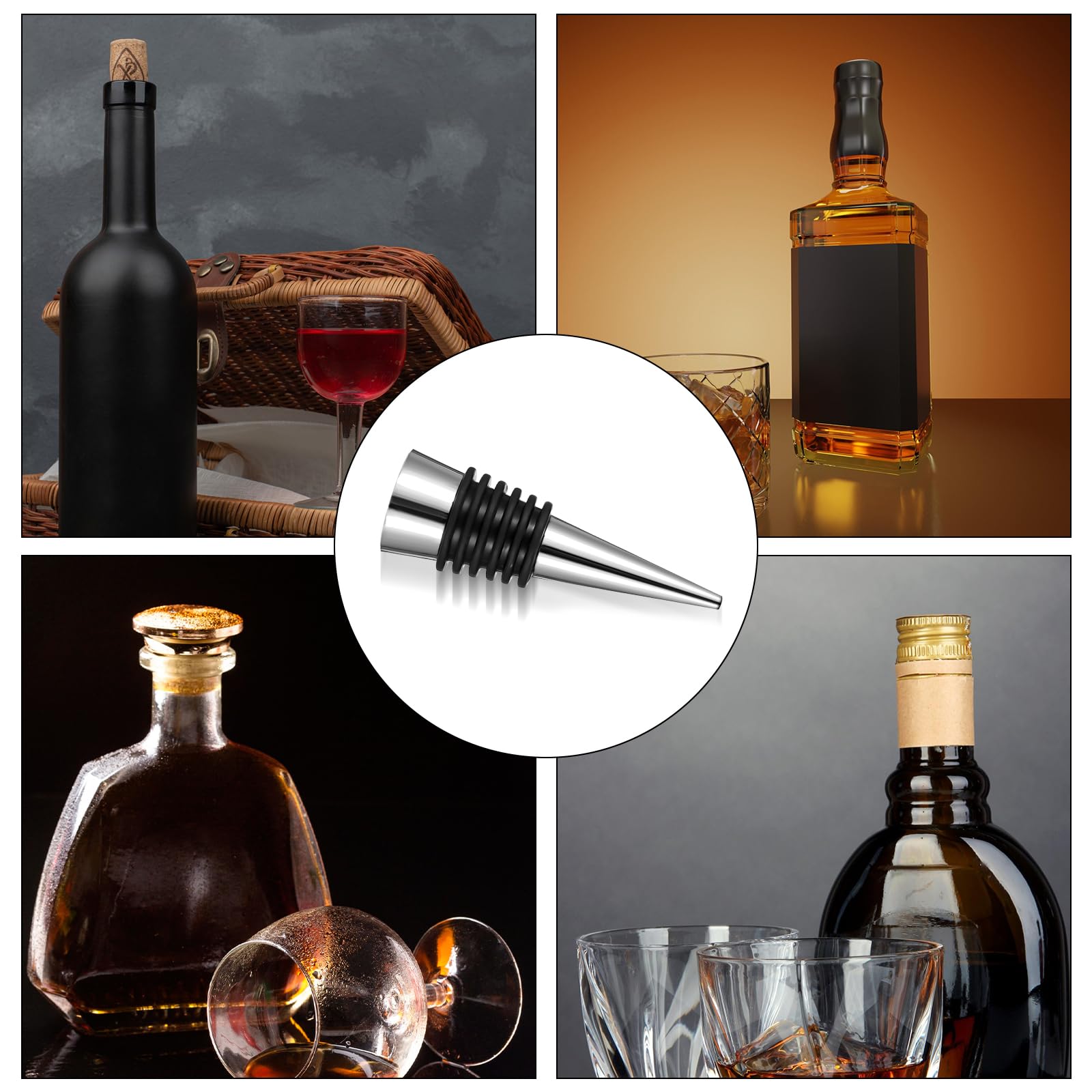 WLLHYF - Tapones de vino reutilizables decorativos para botellas de vino (50 unidades, incluye tapones de silicona reutilizables para botellas de vino