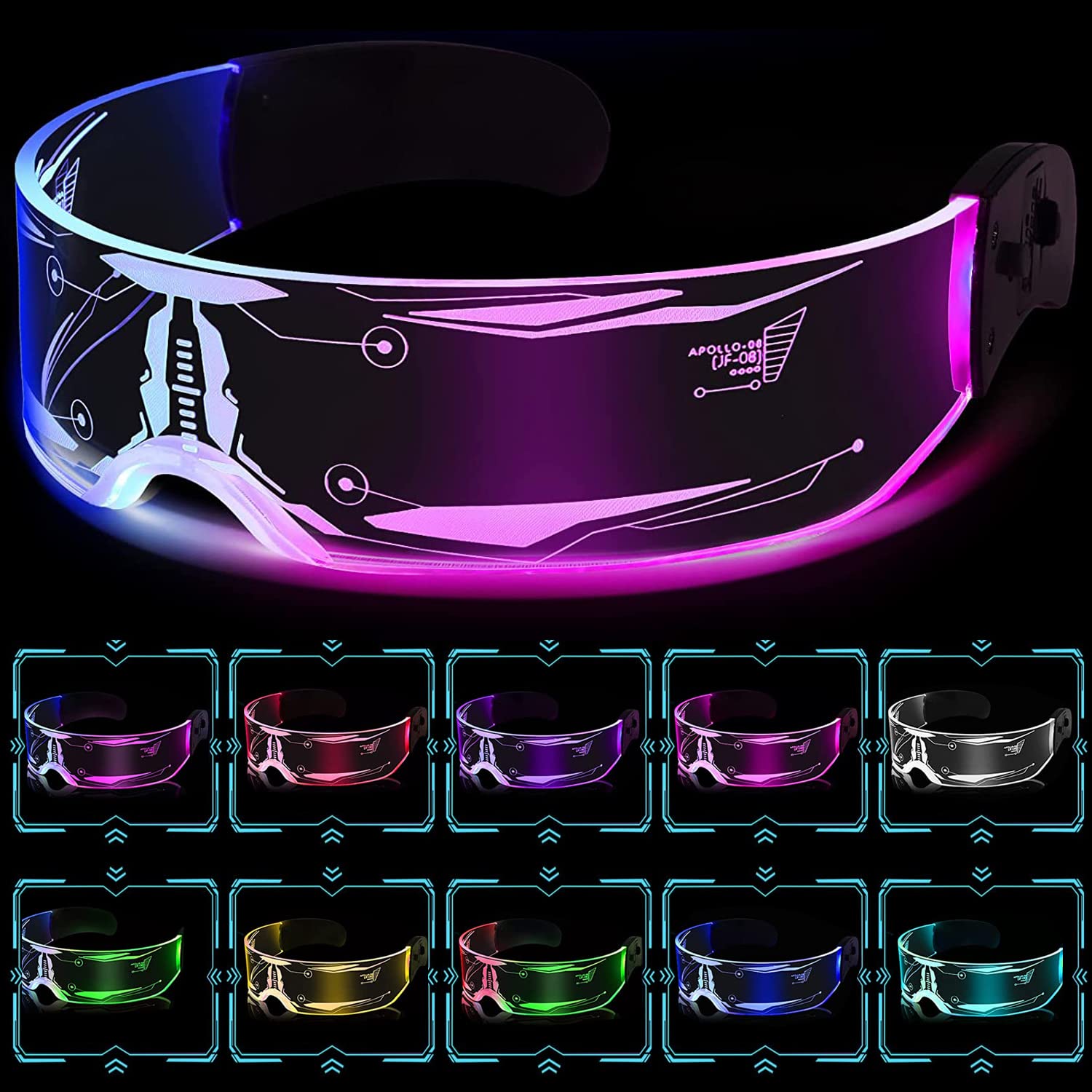 Cyberpunk LED Visor Glasses - Luminous Futuristic Flashing Glasses
