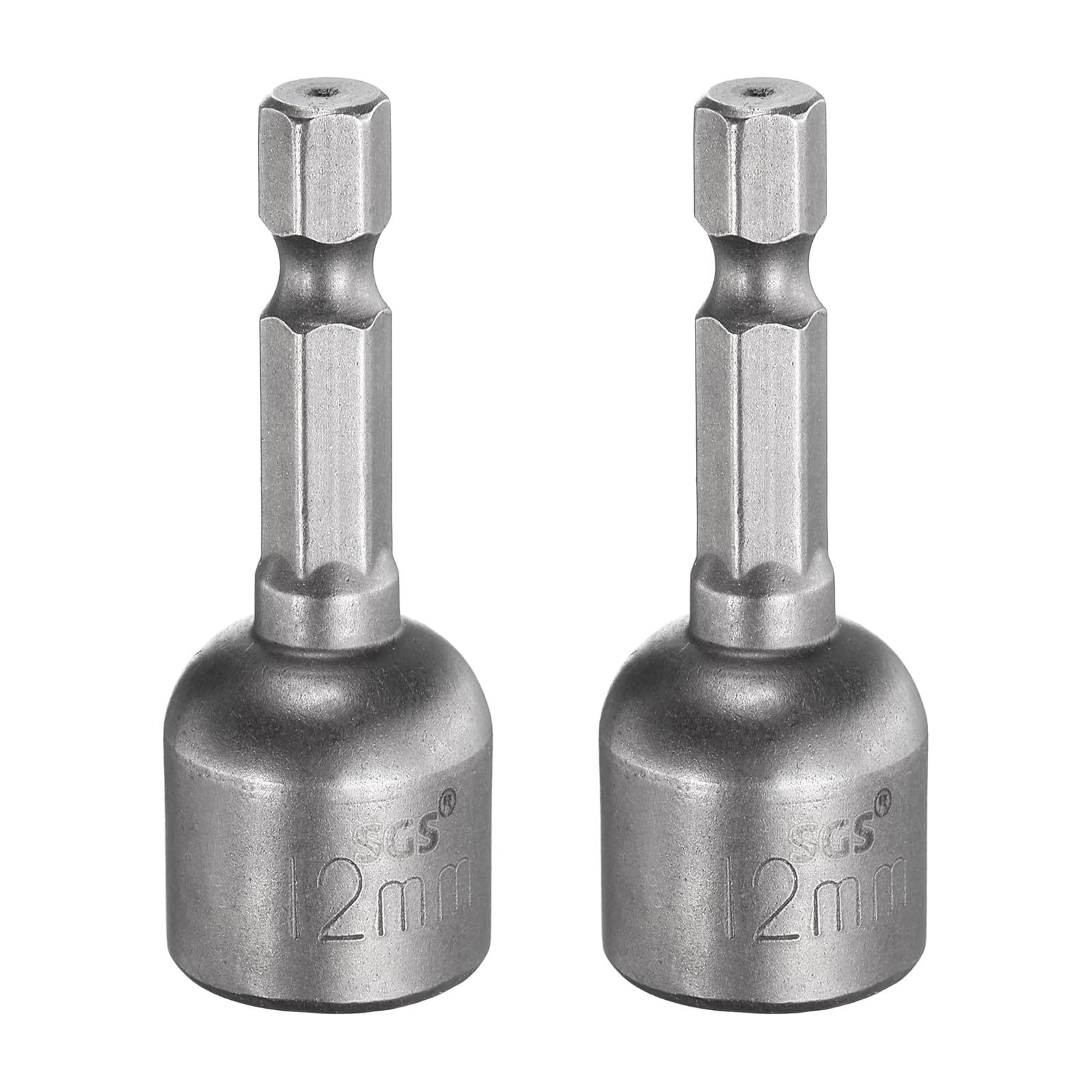 sourcing map 2pcs Nut Driver Drill Bit 12mm Metric Socket 1/4" Hex Shank 1.89" (48mm) Long Magnetic 6-Point Sockets Quick Change CR-V Steel Bolt Setters for Power Drill Drivers โ image 1