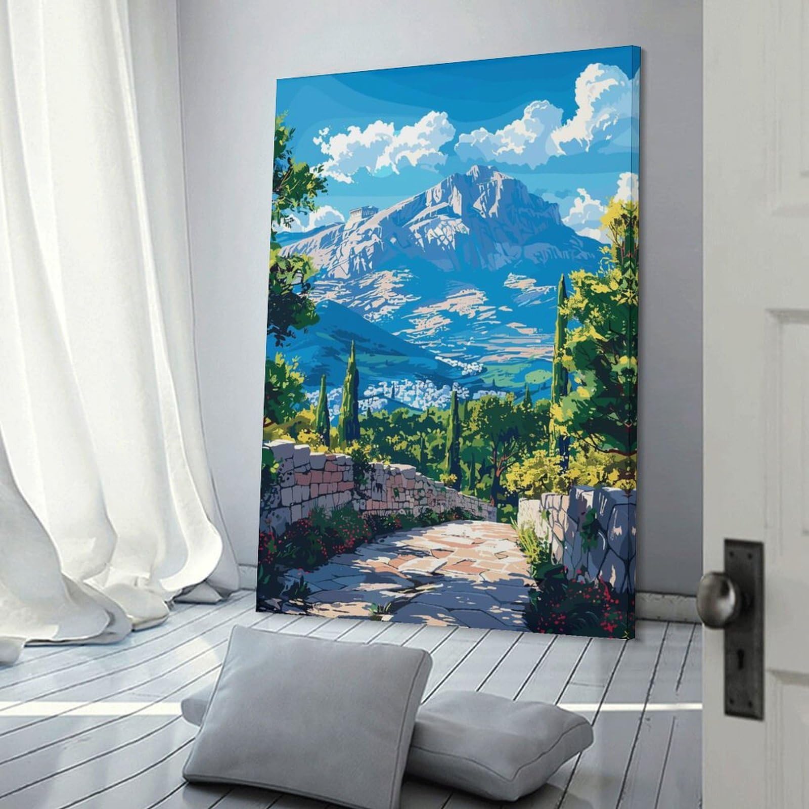 Junmoney Frame-Style-23 Stone Path To Mountain View Room Decor Wall Art 12X18inch(30X45cm), For Art Walls, Layered Displays Or Homes, Wall Decor Suited To Curated Displays