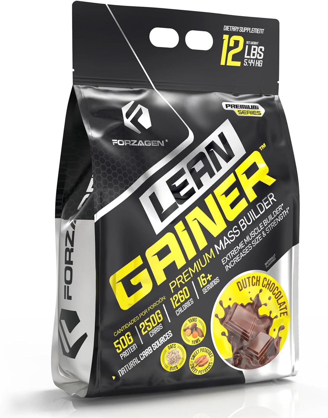 Forzagen Lean Gainer Premium Mass Builder | Mass Gainer Protein Powder for Men & Women | High Calorie Protein, Weight Gain, Bulk, Muscle Building Supplement | Dutch Chocolate, 12 lbs. (16+ Servings)