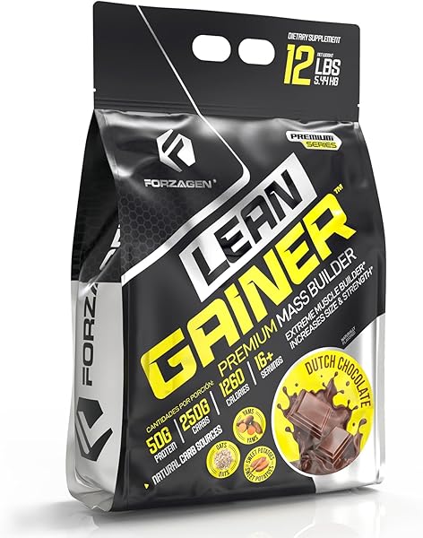 Forzagen Lean Gainer Premium Mass Builder | Mass Gainer Protein Powder for Men & Women | High Calorie Protein, Weight Gain, Bulk, Muscle Building Supplement | Dutch Chocolate, 12 lbs. (16+ Servings)